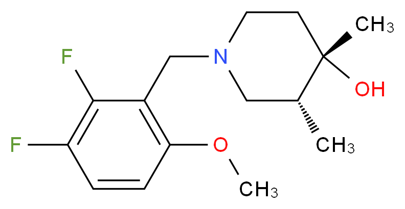 (3R*,4S*)-1-(2,3-difluoro-6-methoxybenzyl)-3,4-dimethylpiperidin-4-ol_分子结构_CAS_)