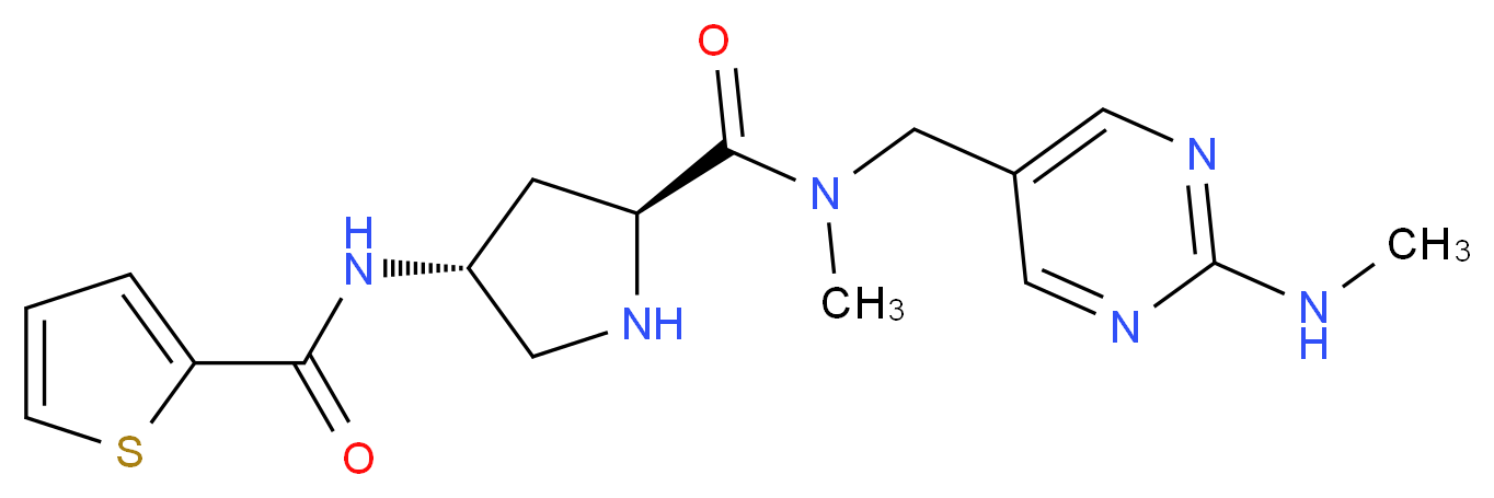(2S,4R)-N-methyl-N-{[2-(methylamino)pyrimidin-5-yl]methyl}-4-[(2-thienylcarbonyl)amino]pyrrolidine-2-carboxamide_分子结构_CAS_)