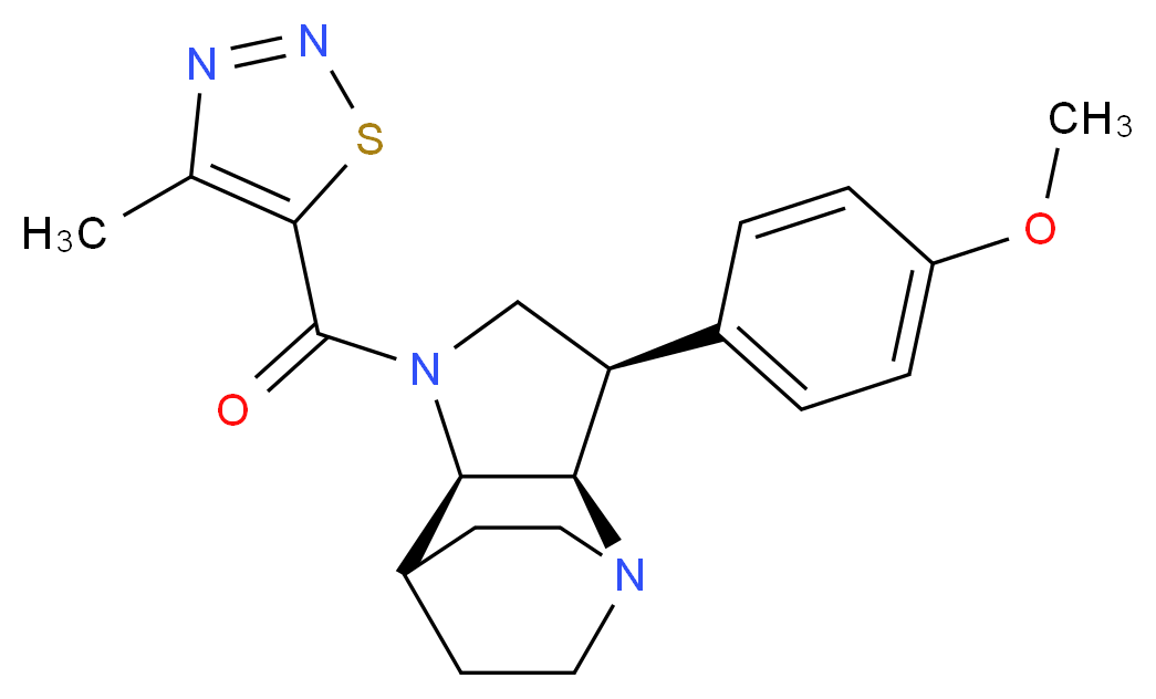 (3R*,3aR*,7aR*)-3-(4-methoxyphenyl)-1-[(4-methyl-1,2,3-thiadiazol-5-yl)carbonyl]octahydro-4,7-ethanopyrrolo[3,2-b]pyridine_分子结构_CAS_)
