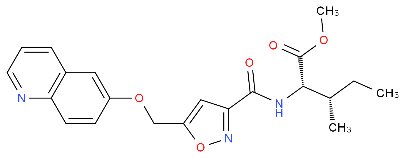 methyl N-({5-[(6-quinolinyloxy)methyl]-3-isoxazolyl}carbonyl)-L-isoleucinate_分子结构_CAS_)