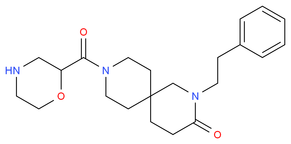 9-(morpholin-2-ylcarbonyl)-2-(2-phenylethyl)-2,9-diazaspiro[5.5]undecan-3-one_分子结构_CAS_)