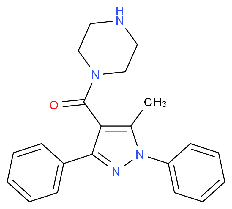 1-[(5-methyl-1,3-diphenyl-1H-pyrazol-4-yl)carbonyl]piperazine_分子结构_CAS_)