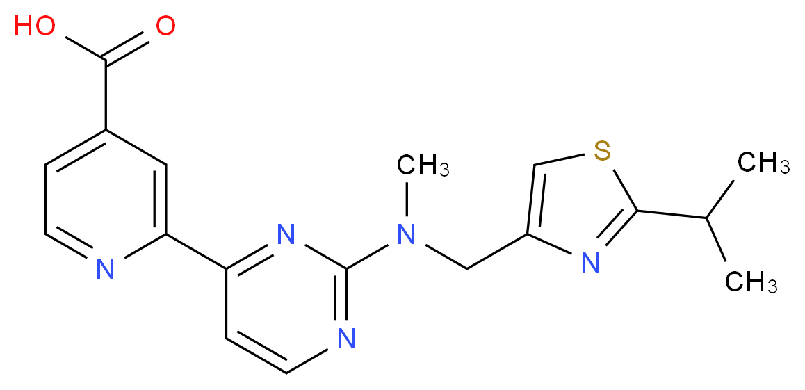 2-{2-[[(2-isopropyl-1,3-thiazol-4-yl)methyl](methyl)amino]pyrimidin-4-yl}isonicotinic acid_分子结构_CAS_)