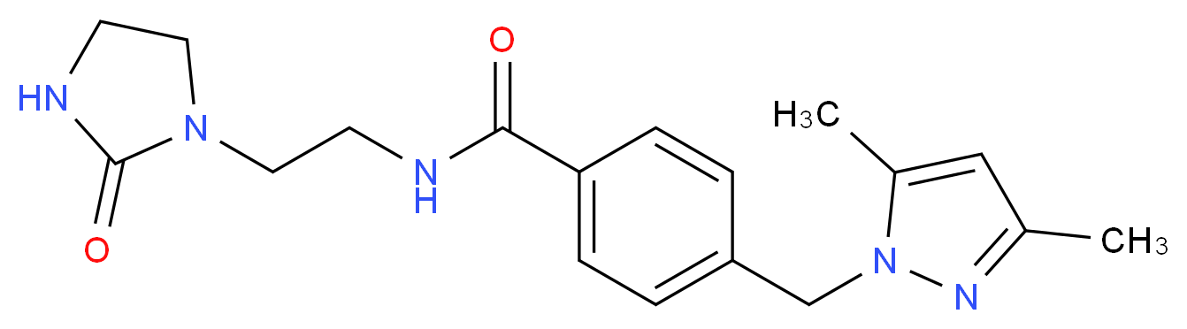 4-[(3,5-dimethyl-1H-pyrazol-1-yl)methyl]-N-[2-(2-oxo-1-imidazolidinyl)ethyl]benzamide_分子结构_CAS_)