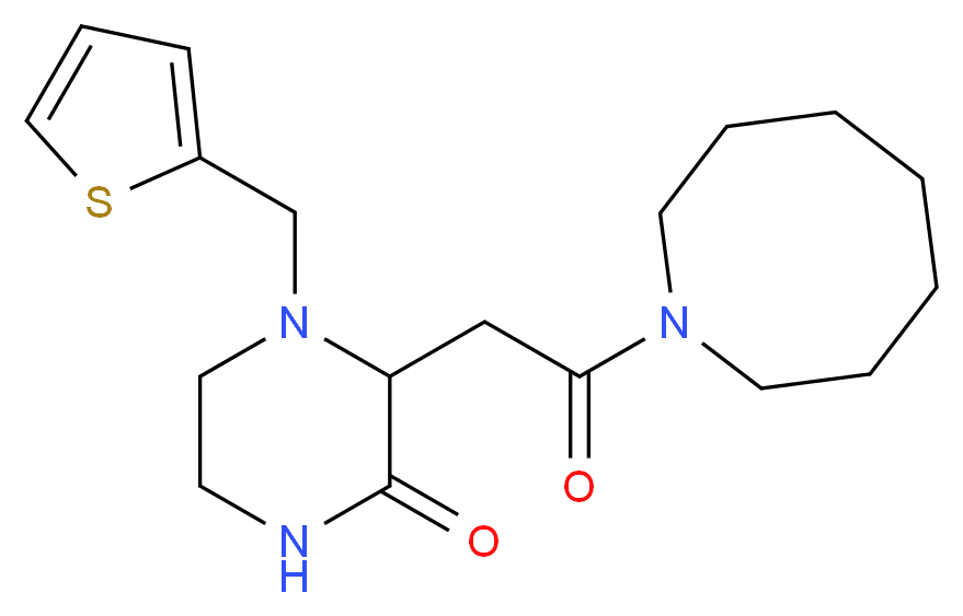 3-[2-(1-azocanyl)-2-oxoethyl]-4-(2-thienylmethyl)-2-piperazinone_分子结构_CAS_)