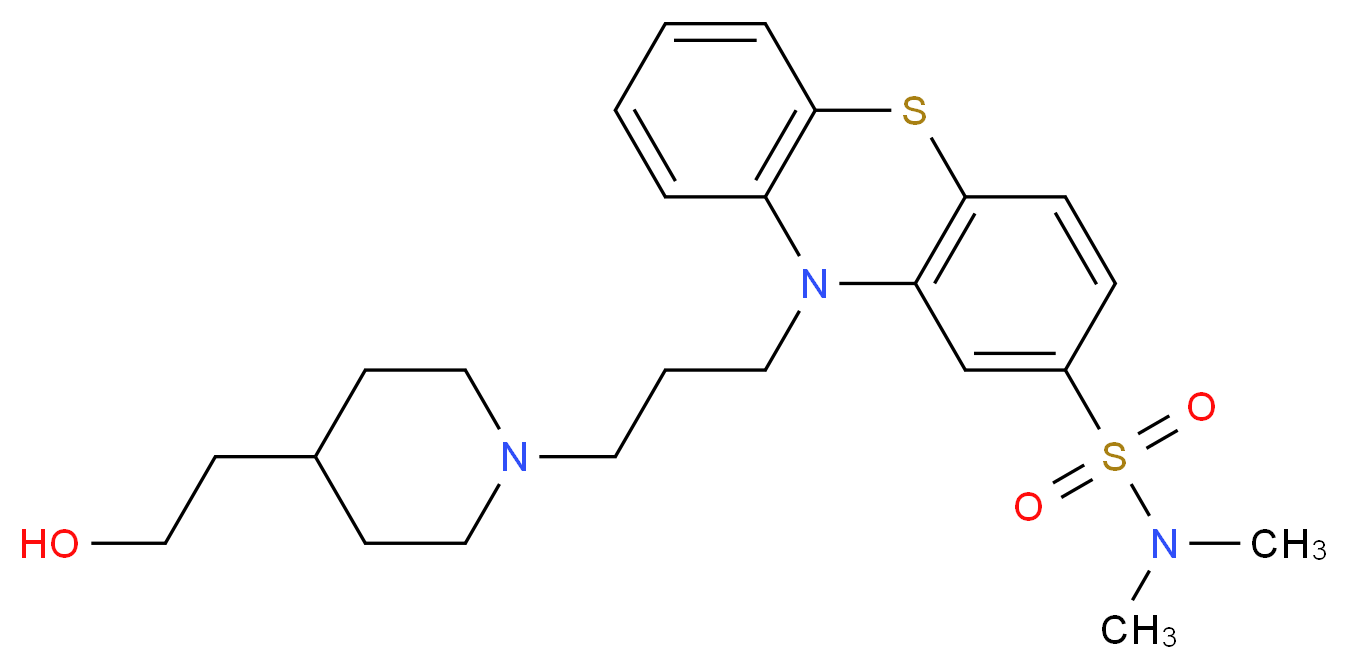 10-{3-[4-(2-hydroxyethyl)piperidin-1-yl]propyl}-N,N-dimethyl-10H-phenothiazine-2-sulfonamide_分子结构_CAS_39860-99-6