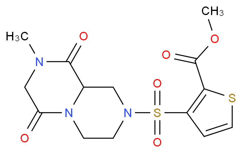 methyl 3-[(8-methyl-6,9-dioxooctahydro-2H-pyrazino[1,2-a]pyrazin-2-yl)sulfonyl]thiophene-2-carboxylate_分子结构_CAS_)