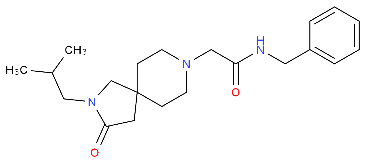 N-benzyl-2-(2-isobutyl-3-oxo-2,8-diazaspiro[4.5]dec-8-yl)acetamide_分子结构_CAS_)