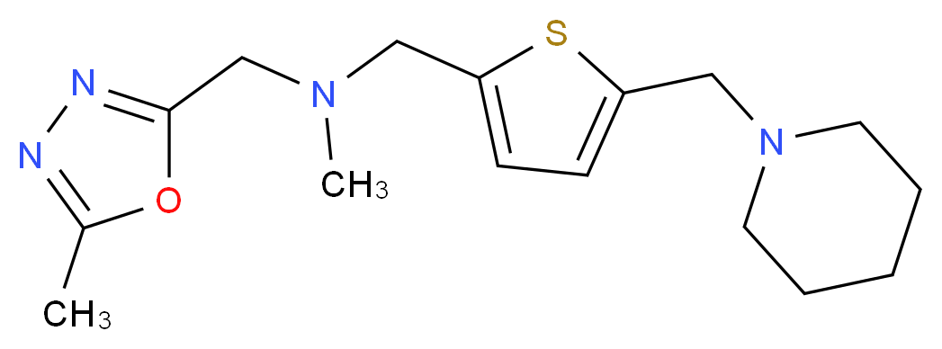 N-methyl-1-(5-methyl-1,3,4-oxadiazol-2-yl)-N-{[5-(piperidin-1-ylmethyl)-2-thienyl]methyl}methanamine_分子结构_CAS_)