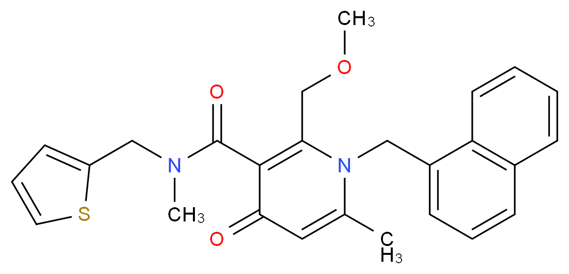 2-(methoxymethyl)-N,6-dimethyl-1-(1-naphthylmethyl)-4-oxo-N-(2-thienylmethyl)-1,4-dihydro-3-pyridinecarboxamide_分子结构_CAS_)
