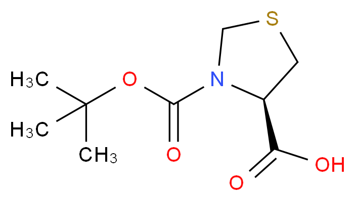 Boc-(R)-thiazolidine-4-carboxylic acid_分子结构_CAS_51077-16-8)