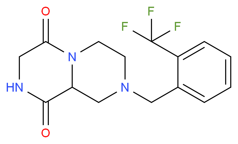 8-[2-(trifluoromethyl)benzyl]tetrahydro-2H-pyrazino[1,2-a]pyrazine-1,4(3H,6H)-dione_分子结构_CAS_)