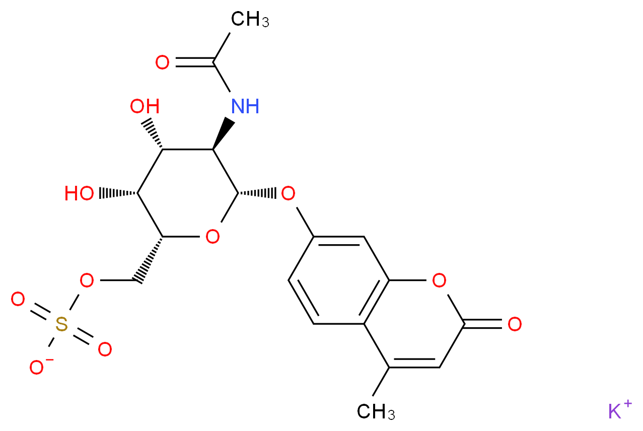 potassium [(2R,3R,4R,5R,6S)-5-acetamido-3,4-dihydroxy-6-[(4-methyl-2-oxo-2H-chromen-7-yl)oxy]oxan-2-yl]methyl sulfate_分子结构_CAS_383160-14-3