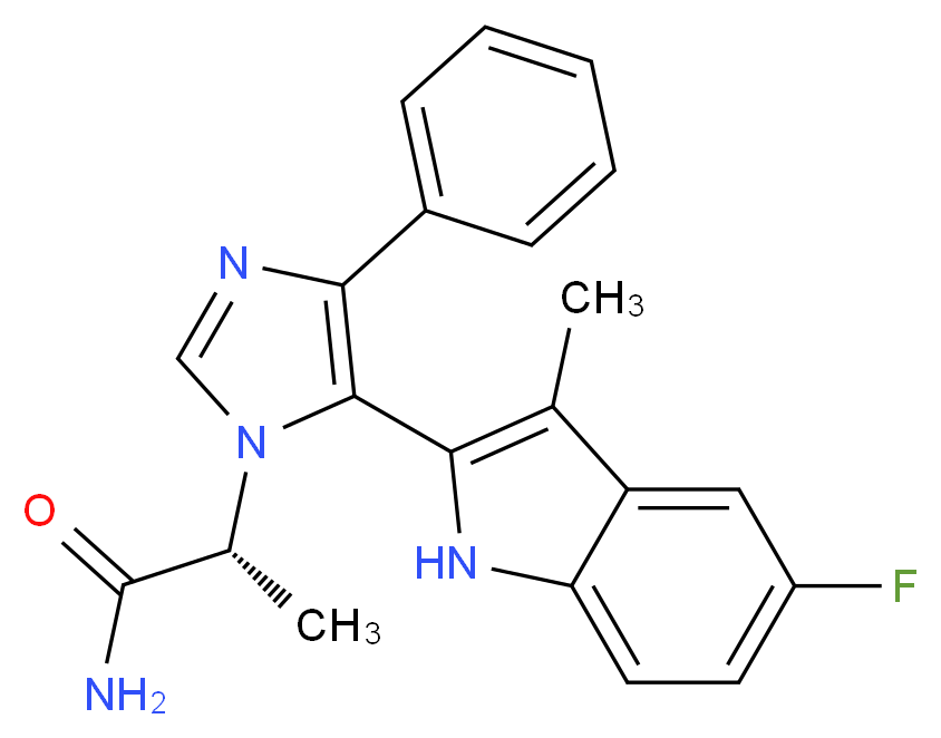 (2R)-2-[5-(5-fluoro-3-methyl-1H-indol-2-yl)-4-phenyl-1H-imidazol-1-yl]propanamide_分子结构_CAS_)