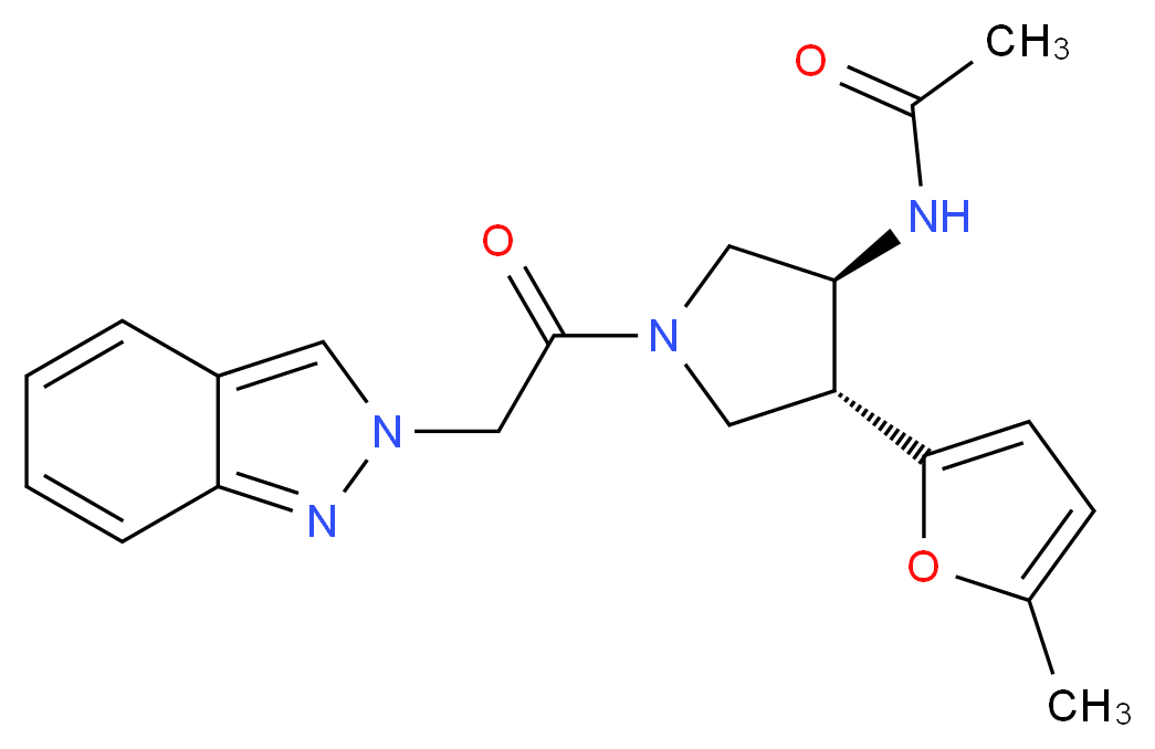 N-[(3S*,4R*)-1-(2H-indazol-2-ylacetyl)-4-(5-methyl-2-furyl)-3-pyrrolidinyl]acetamide_分子结构_CAS_)