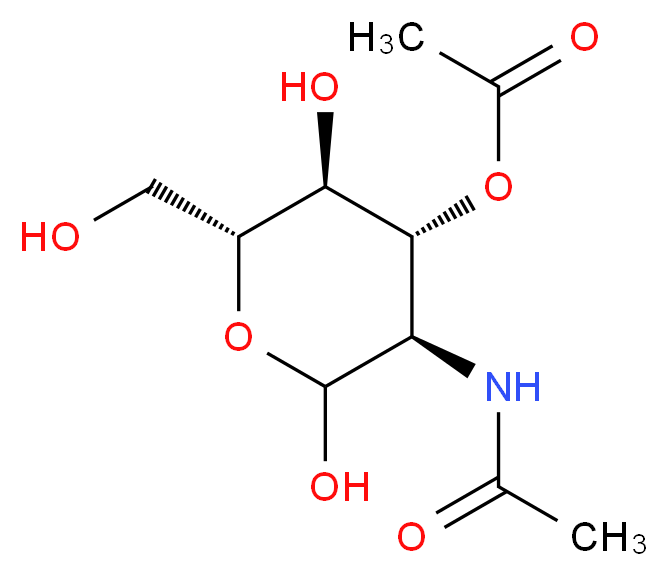 (3R,4R,5S,6R)-3-acetamido-2,5-dihydroxy-6-(hydroxymethyl)oxan-4-yl acetate_分子结构_CAS_51449-93-5