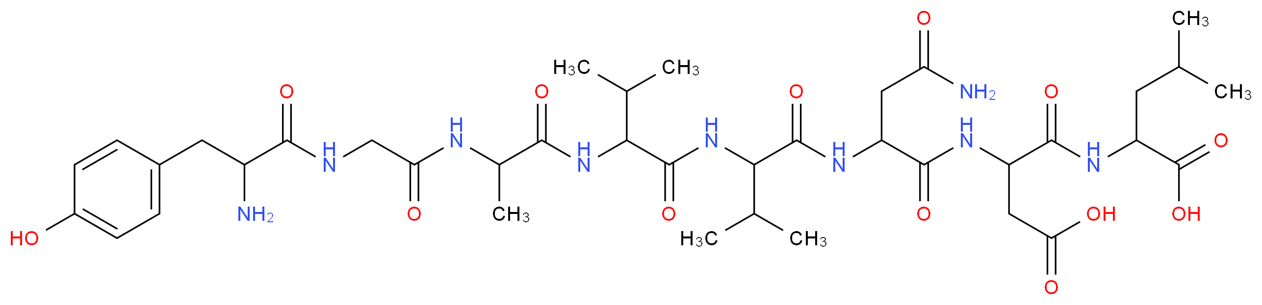 2-[2-(2-{2-[2-(2-{2-[2-amino-3-(4-hydroxyphenyl)propanamido]acetamido}propanamido)-3-methylbutanamido]-3-methylbutanamido}-3-carbamoylpropanamido)-3-carboxypropanamido]-4-methylpentanoic acid_分子结构_CAS_103424-74-4