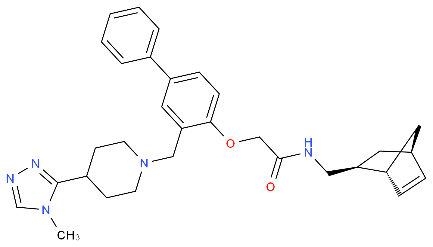 N-[(1R*,2S*,4R*)-bicyclo[2.2.1]hept-5-en-2-ylmethyl]-2-[(3-{[4-(4-methyl-4H-1,2,4-triazol-3-yl)-1-piperidinyl]methyl}-4-biphenylyl)oxy]acetamide_分子结构_CAS_)