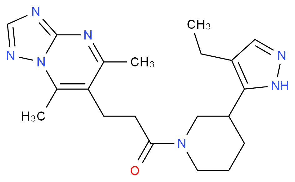 6-{3-[3-(4-ethyl-1H-pyrazol-5-yl)piperidin-1-yl]-3-oxopropyl}-5,7-dimethyl[1,2,4]triazolo[1,5-a]pyrimidine_分子结构_CAS_)