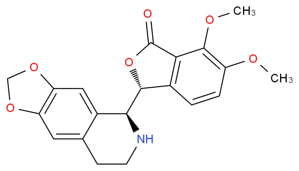 (3R)-3-[(5S)-2H,5H,6H,7H,8H-[1,3]dioxolo[4,5-g]isoquinolin-5-yl]-6,7-dimethoxy-1,3-dihydro-2-benzofuran-1-one_分子结构_CAS_66408-36-4