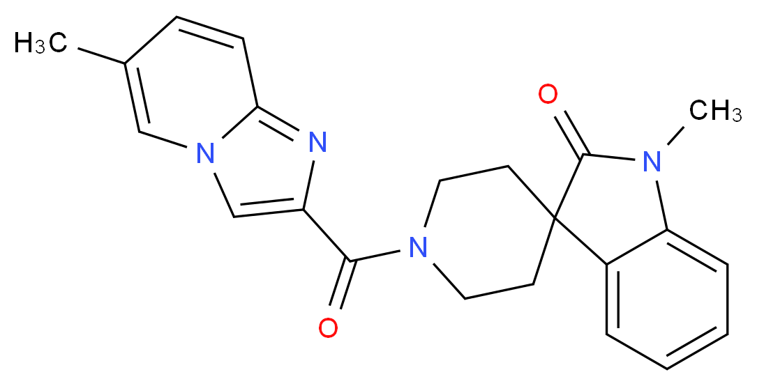 1-methyl-1'-[(6-methylimidazo[1,2-a]pyridin-2-yl)carbonyl]spiro[indole-3,4'-piperidin]-2(1H)-one_分子结构_CAS_)