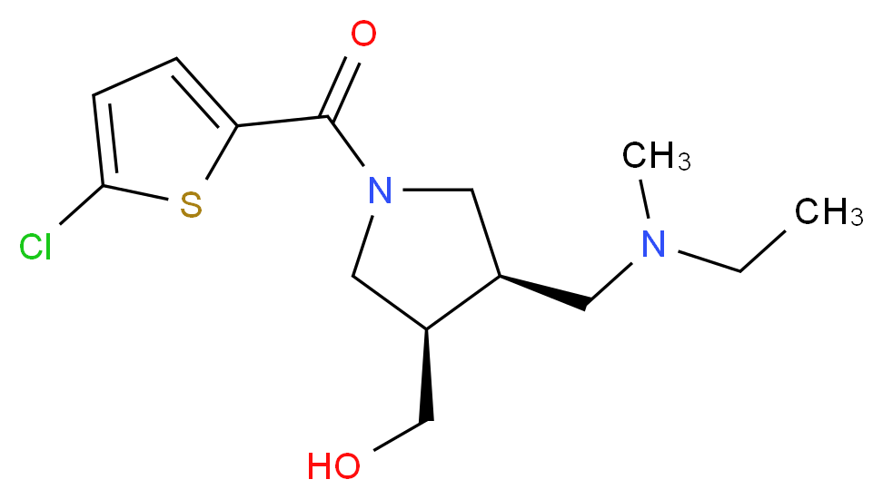 ((3R*,4R*)-1-[(5-chloro-2-thienyl)carbonyl]-4-{[ethyl(methyl)amino]methyl}pyrrolidin-3-yl)methanol_分子结构_CAS_)