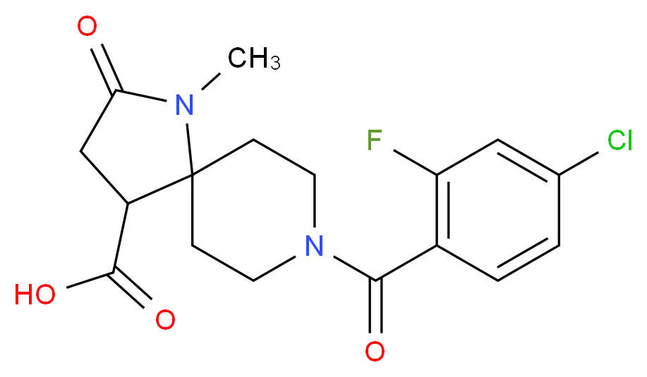 8-(4-chloro-2-fluorobenzoyl)-1-methyl-2-oxo-1,8-diazaspiro[4.5]decane-4-carboxylic acid_分子结构_CAS_)