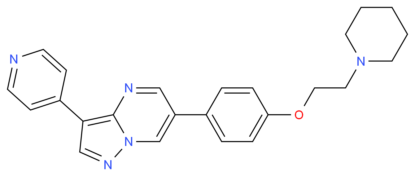 4-(6-{4-[2-(piperidin-1-yl)ethoxy]phenyl}pyrazolo[1,5-a]pyrimidin-3-yl)pyridine_分子结构_CAS_866405-64-3