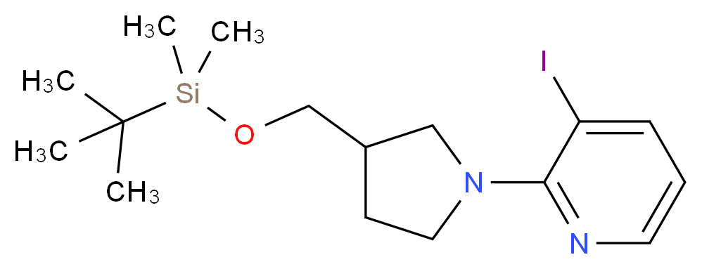 2-(3-((tert-Butyldimethylsilyloxy)methyl)pyrrolidin-1-yl)-3-iodopyridine_分子结构_CAS_)