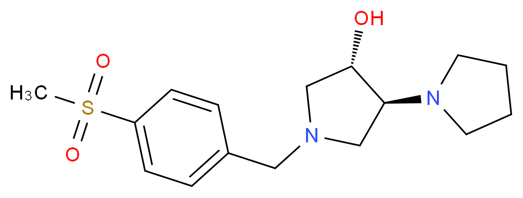 (3'S*,4'S*)-1'-[4-(methylsulfonyl)benzyl]-1,3'-bipyrrolidin-4'-ol_分子结构_CAS_)