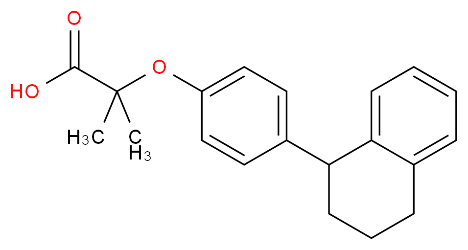 2-methyl-2-[4-(1,2,3,4-tetrahydronaphthalen-1-yl)phenoxy]propanoic acid_分子结构_CAS_3771-19-5