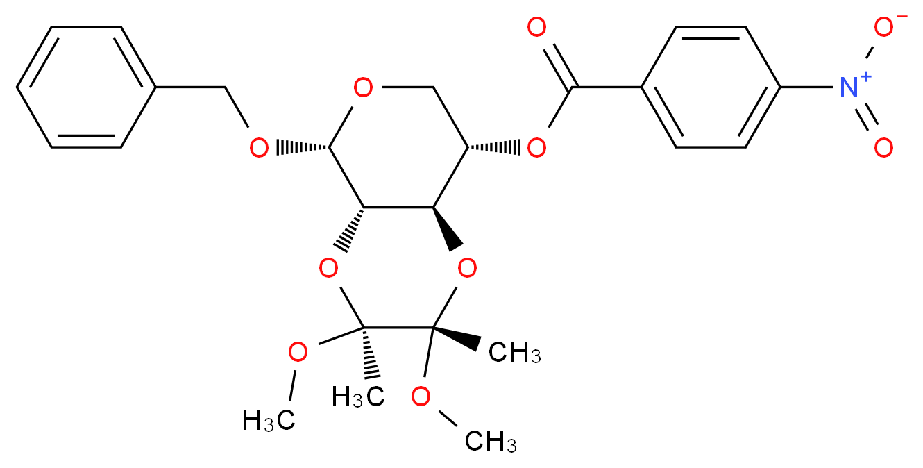 (2S,3S,4aS,5R,8S,8aR)-5-(benzyloxy)-2,3-dimethoxy-2,3-dimethyl-hexahydro-2H-pyrano[3,4-b][1,4]dioxin-8-yl 4-nitrobenzoate_分子结构_CAS_1084896-42-3