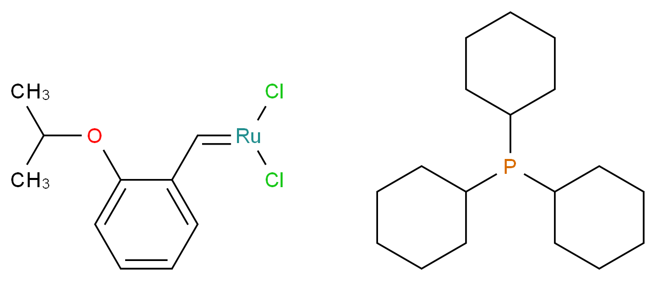 dichloro({[2-(propan-2-yloxy)phenyl]methylidene})ruthenium; tricyclohexylphosphane_分子结构_CAS_203714-71-0