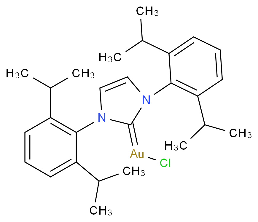 1,3-双(2,6-二异丙基苯基咪唑-2-亚基)金(I)酰氯_分子结构_CAS_852445-83-1)