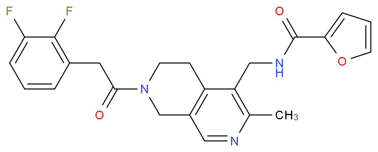 N-({7-[(2,3-difluorophenyl)acetyl]-3-methyl-5,6,7,8-tetrahydro-2,7-naphthyridin-4-yl}methyl)-2-furamide_分子结构_CAS_)