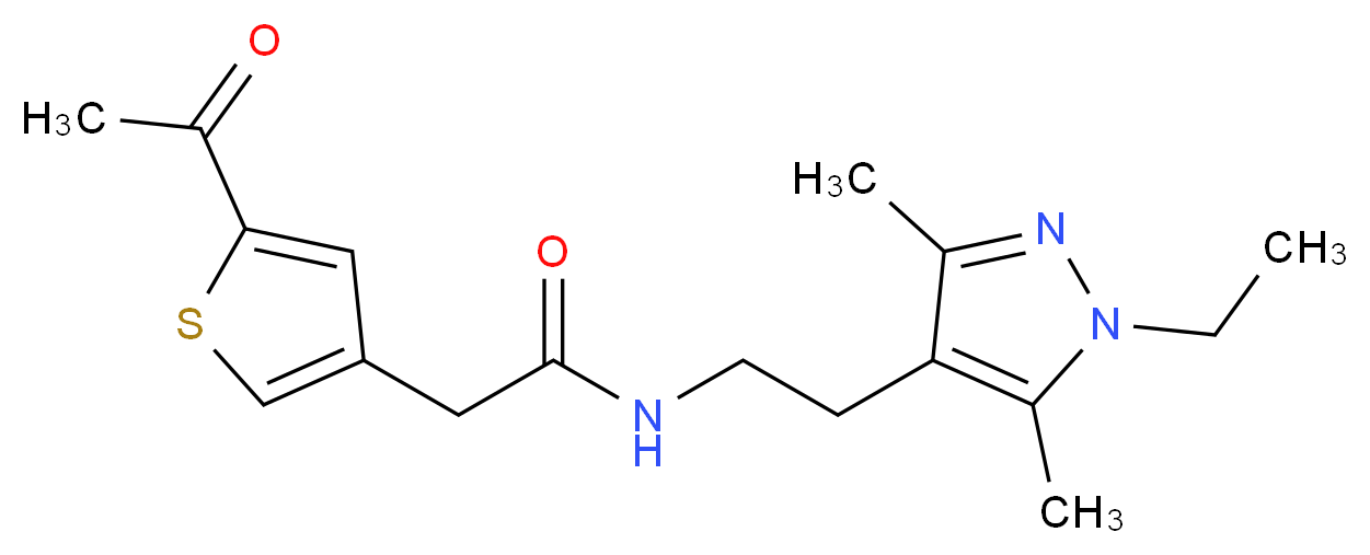 2-(5-acetyl-3-thienyl)-N-[2-(1-ethyl-3,5-dimethyl-1H-pyrazol-4-yl)ethyl]acetamide_分子结构_CAS_)
