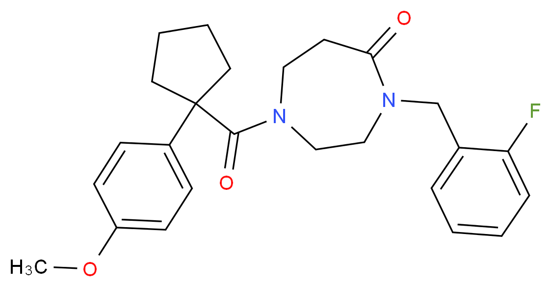 4-(2-fluorobenzyl)-1-{[1-(4-methoxyphenyl)cyclopentyl]carbonyl}-1,4-diazepan-5-one_分子结构_CAS_)