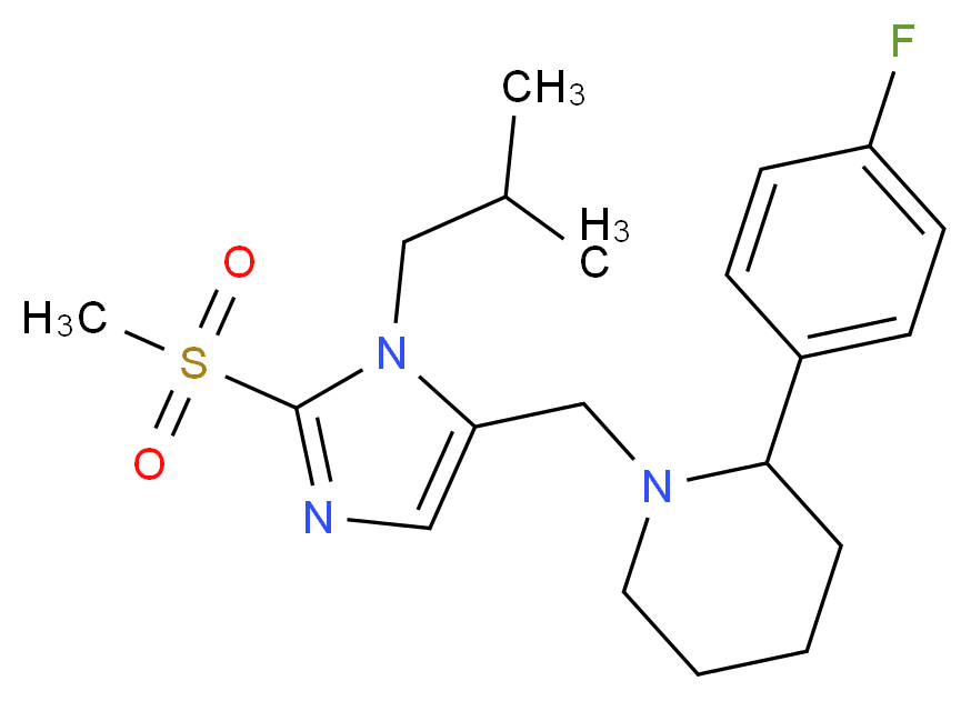 2-(4-fluorophenyl)-1-{[1-isobutyl-2-(methylsulfonyl)-1H-imidazol-5-yl]methyl}piperidine_分子结构_CAS_)
