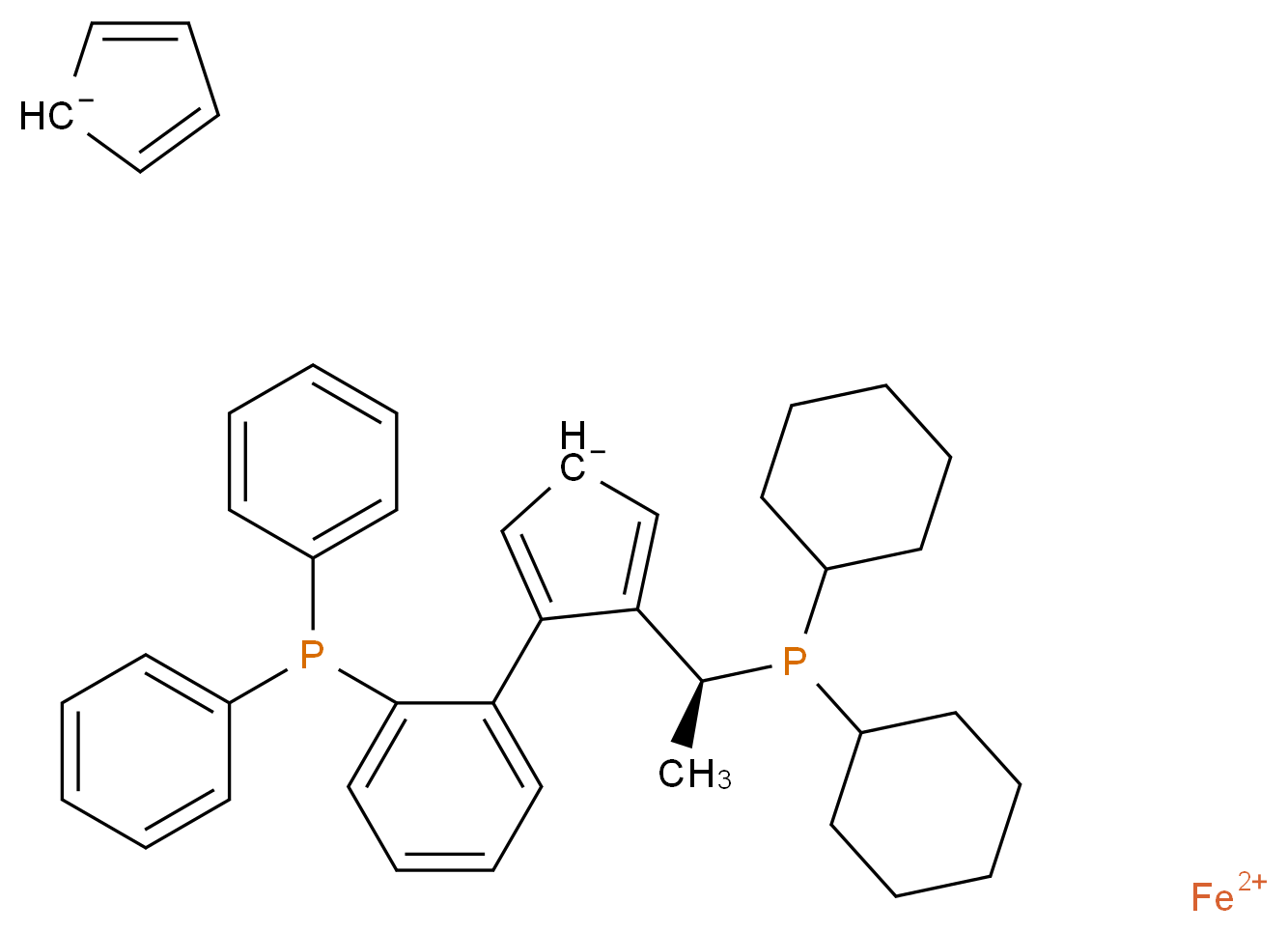 (R)-1-{(RP)-2-[2-(二苯基膦)苯基]二茂铁基}乙基二环己基膦_分子结构_CAS_388079-60-5)