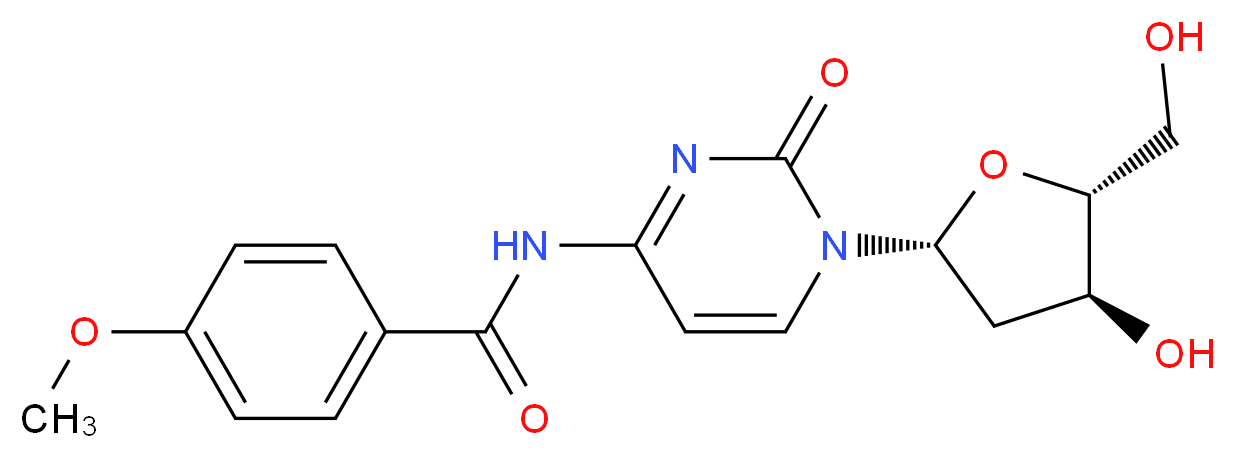 N-{1-[(2R,4S,5R)-4-hydroxy-5-(hydroxymethyl)oxolan-2-yl]-2-oxo-1,2-dihydropyrimidin-4-yl}-4-methoxybenzamide_分子结构_CAS_48212-99-3