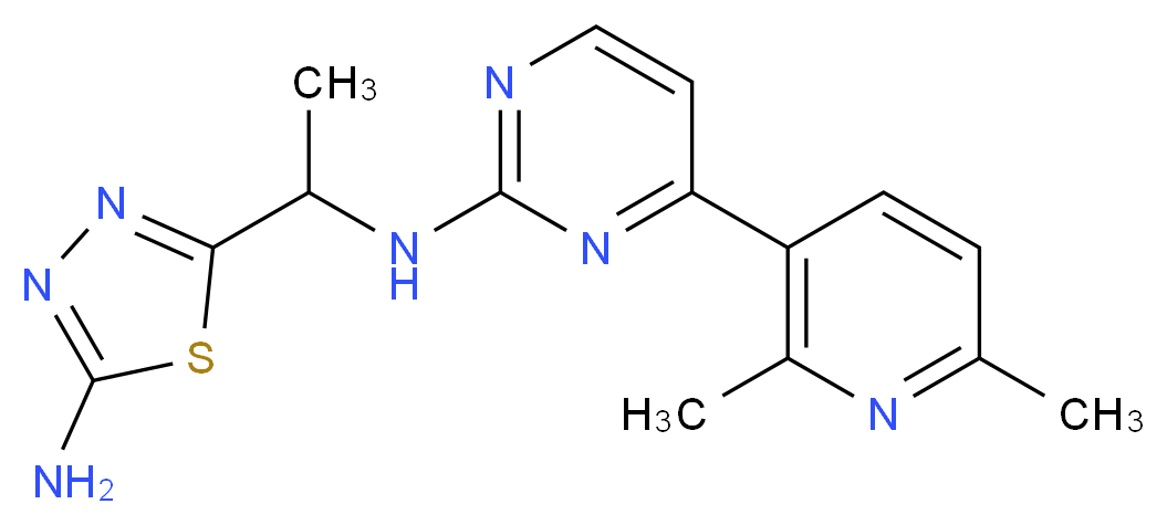 N-[1-(5-amino-1,3,4-thiadiazol-2-yl)ethyl]-4-(2,6-dimethylpyridin-3-yl)pyrimidin-2-amine_分子结构_CAS_)