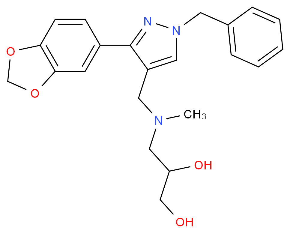 3-[{[3-(1,3-benzodioxol-5-yl)-1-benzyl-1H-pyrazol-4-yl]methyl}(methyl)amino]-1,2-propanediol_分子结构_CAS_)
