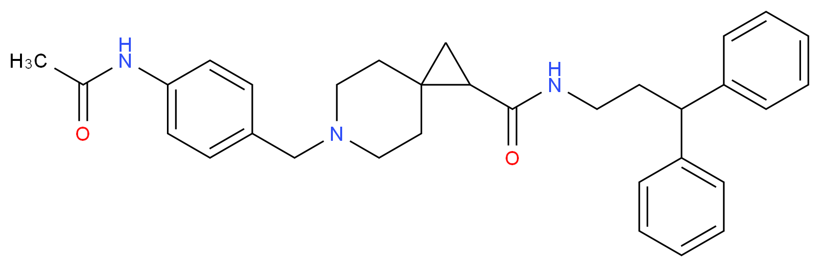 6-[4-(acetylamino)benzyl]-N-(3,3-diphenylpropyl)-6-azaspiro[2.5]octane-1-carboxamide_分子结构_CAS_)