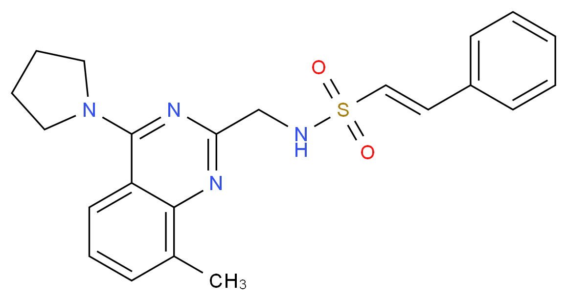 (E)-N-{[8-methyl-4-(1-pyrrolidinyl)-2-quinazolinyl]methyl}-2-phenylethylenesulfonamide_分子结构_CAS_)