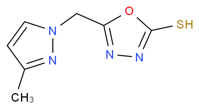 5-[(3-Methyl-1H-pyrazol-1-yl)methyl]-1,3,4-oxadiazole-2-thiol_分子结构_CAS_)