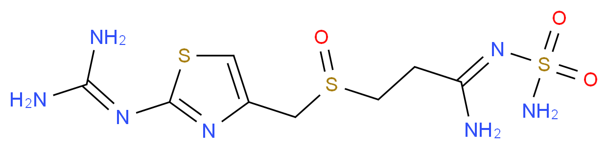(Z)-3-({2-[(diaminomethylidene)amino]-1,3-thiazol-4-yl}methanesulfinyl)-N'-sulfamoylpropimidamide_分子结构_CAS_90237-03-9