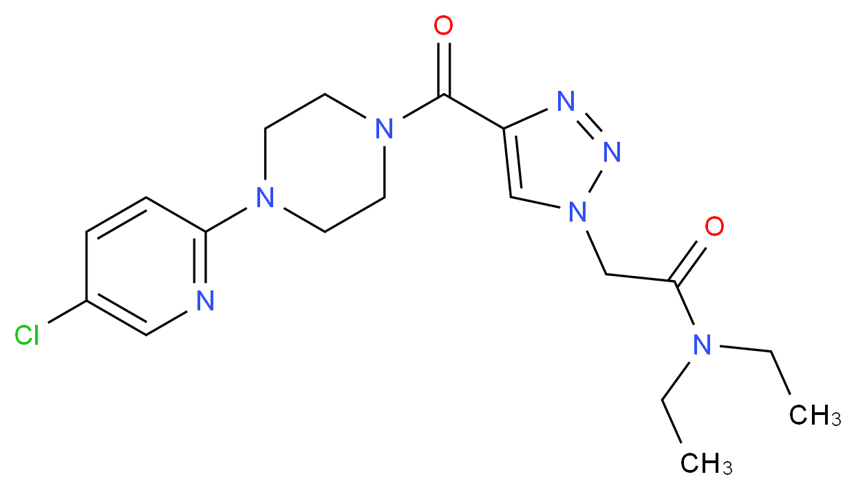 2-(4-{[4-(5-chloro-2-pyridinyl)-1-piperazinyl]carbonyl}-1H-1,2,3-triazol-1-yl)-N,N-diethylacetamide_分子结构_CAS_)