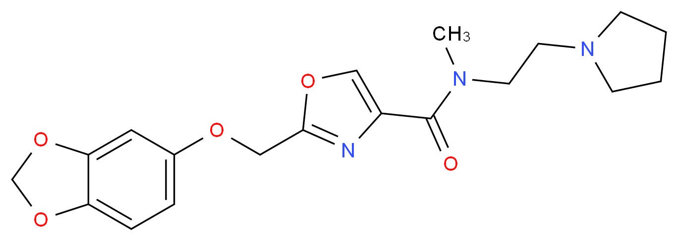 2-[(1,3-benzodioxol-5-yloxy)methyl]-N-methyl-N-(2-pyrrolidin-1-ylethyl)-1,3-oxazole-4-carboxamide_分子结构_CAS_)