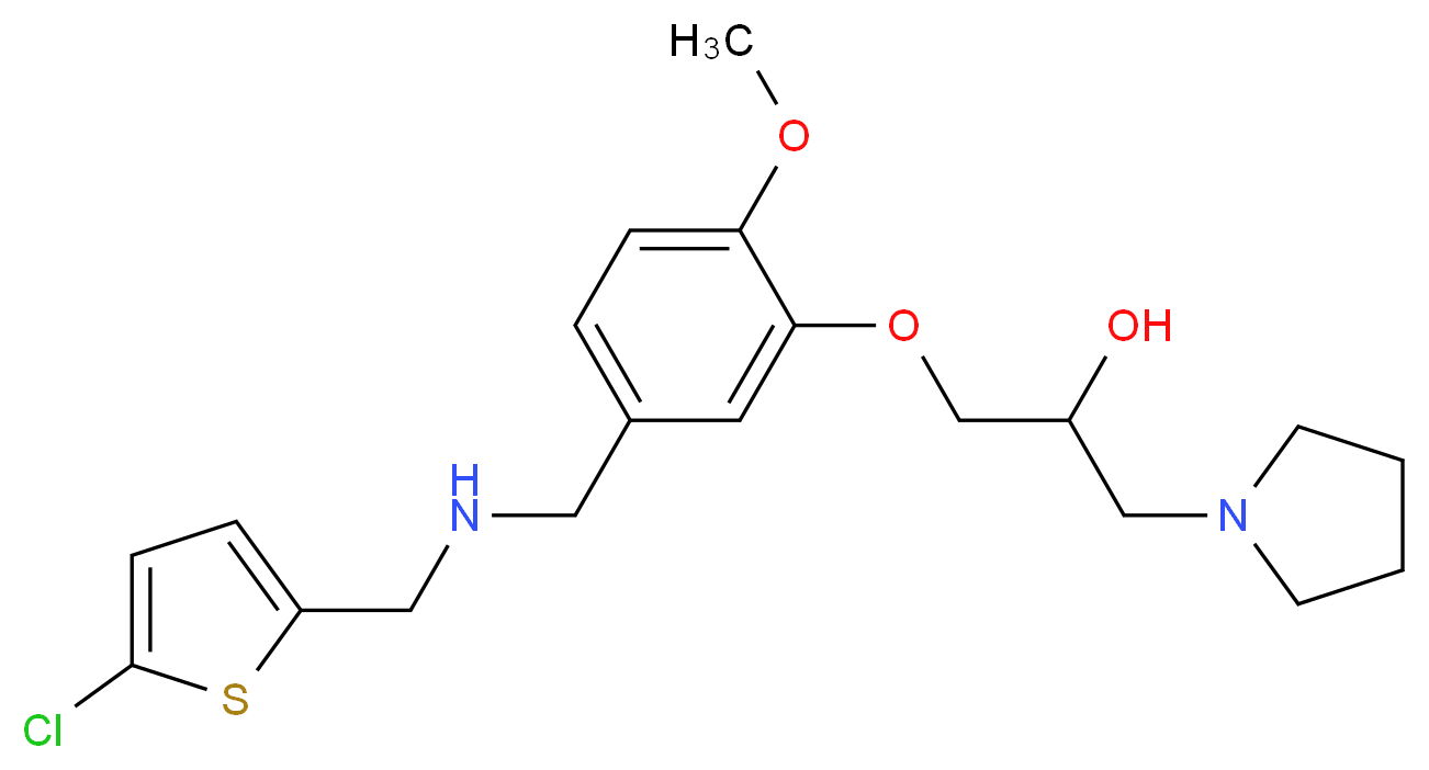 1-[5-({[(5-chloro-2-thienyl)methyl]amino}methyl)-2-methoxyphenoxy]-3-(1-pyrrolidinyl)-2-propanol_分子结构_CAS_)