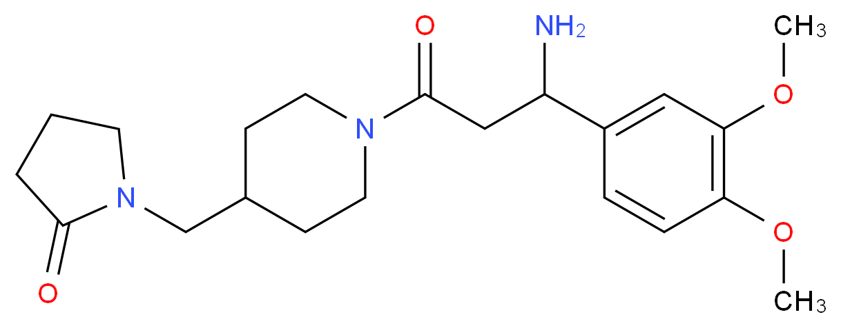 1-({1-[3-amino-3-(3,4-dimethoxyphenyl)propanoyl]-4-piperidinyl}methyl)-2-pyrrolidinone_分子结构_CAS_)